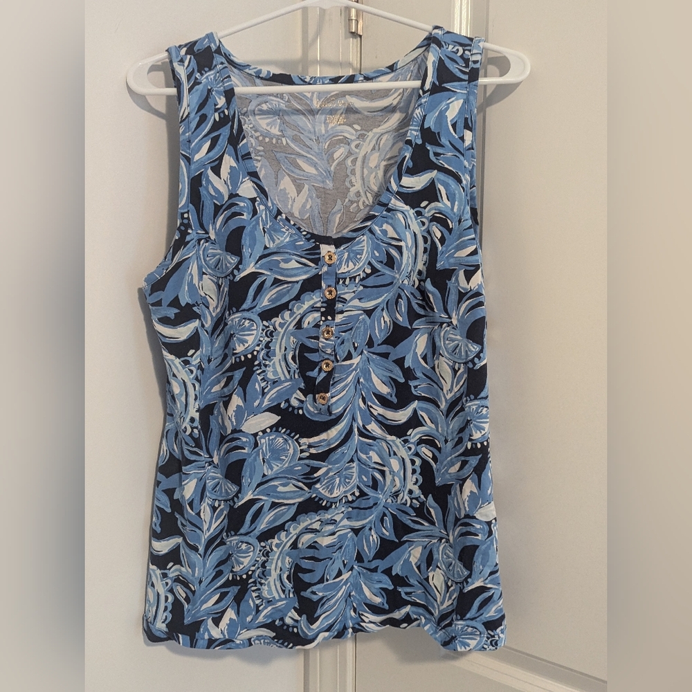 Lilly Pulitizer Blue lemon print sleeveless tank